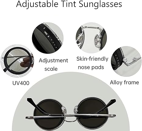 Adjustable Tint Sunglasses Round Polarized With Built-in ND Filter