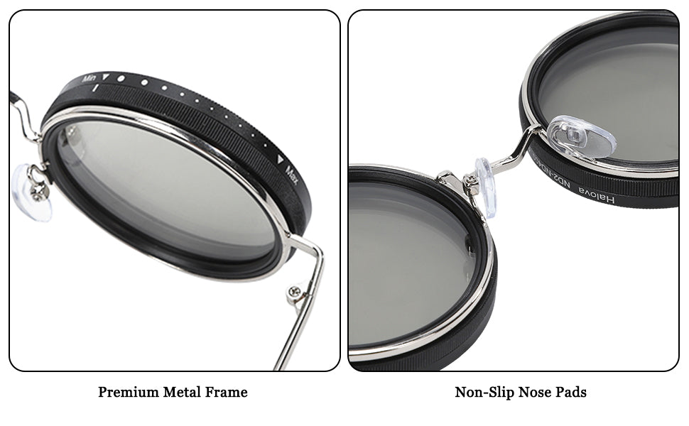 Adjustable Tint Sunglasses Round Polarized With Built-in ND Filter