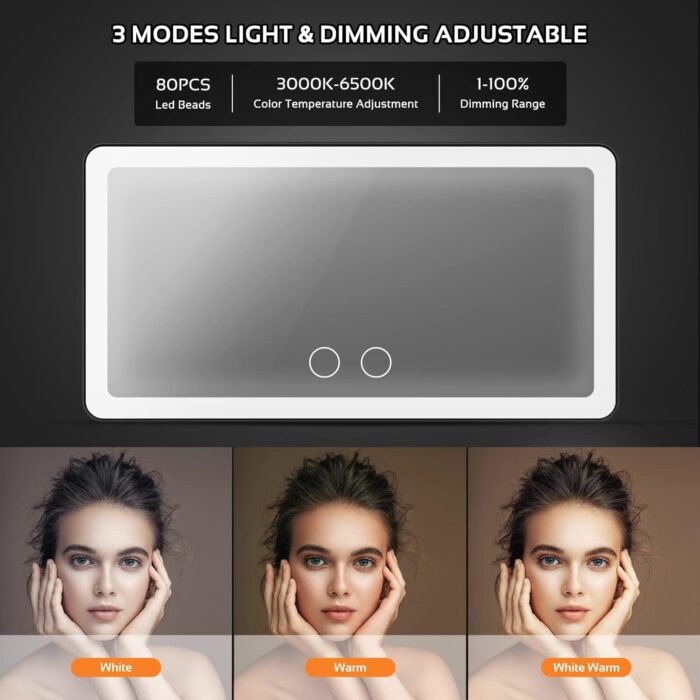 Car Sun Visor Vanity Mirror | Big Led Car Mirror with 3 Light Modes - Image 5